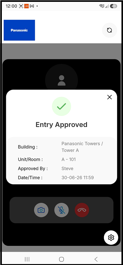 Doorman app Entry Approved badge