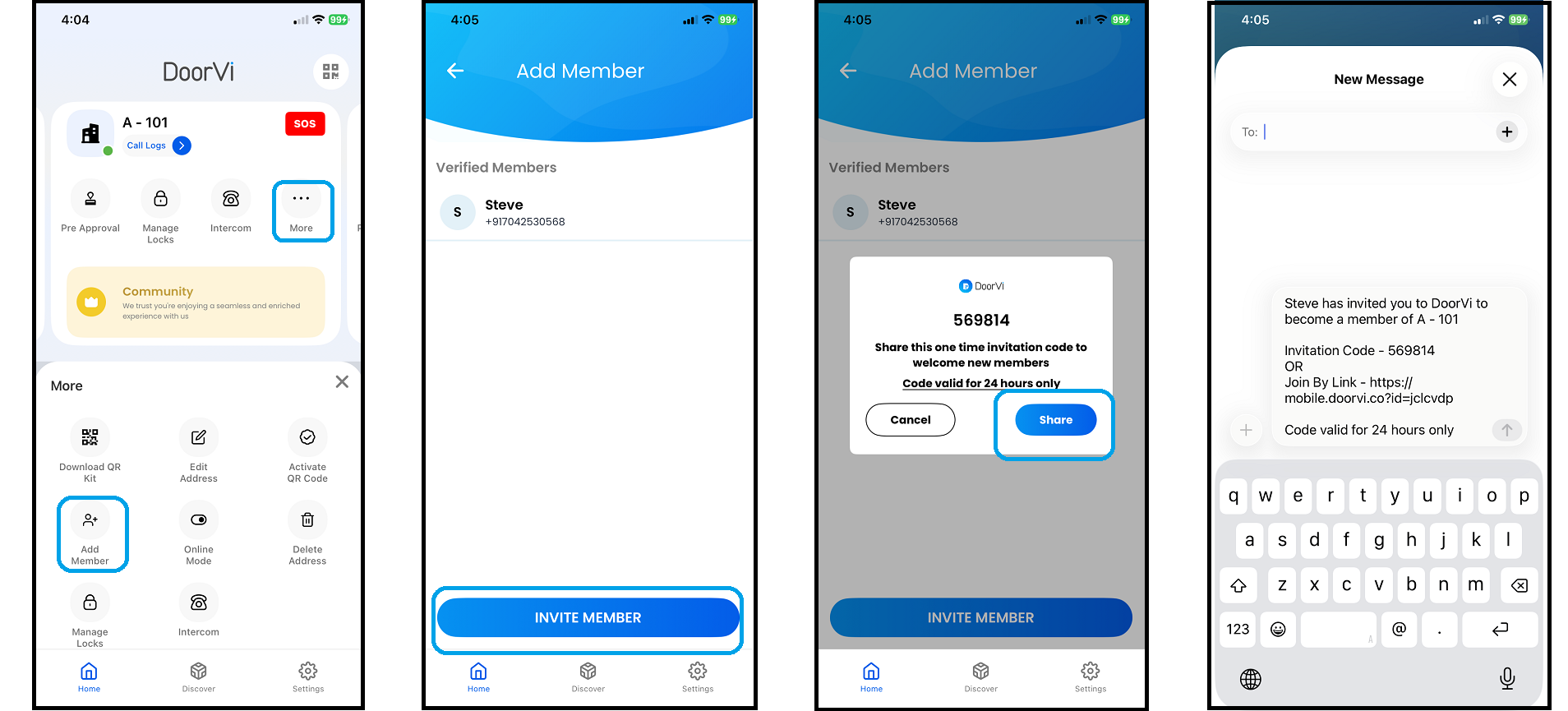 DoorVi Add Member Invite screen